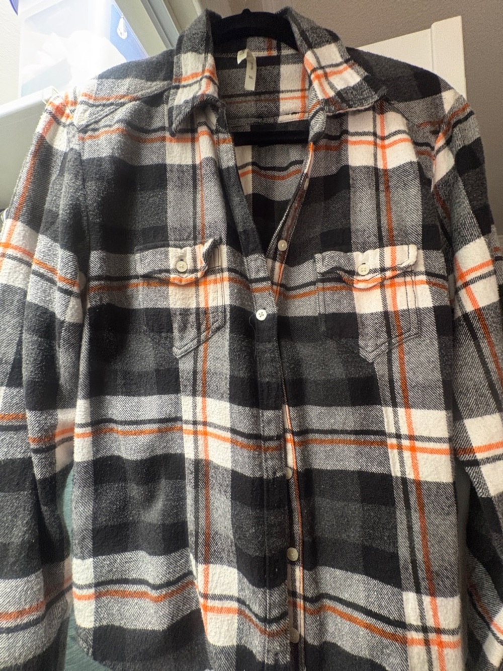 Live 4 Truth Black Gray Cream and Orange Plaid Button-Down Shirt